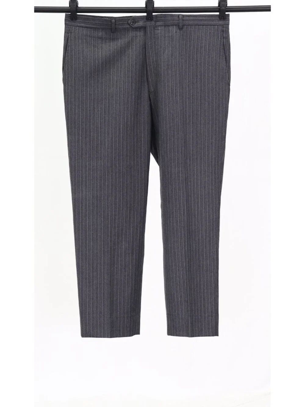 Hart Schaffner Marx Union Made 46R 40x29 Gray Full Suit 2-Button Stripe R949